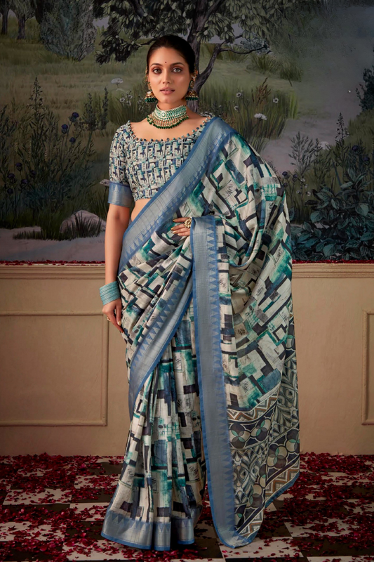 Handloom Tussar Silk with Digital Print - LaVante Fashion