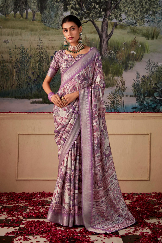 Handloom Tussar Silk with Digital Print - LaVante Fashion