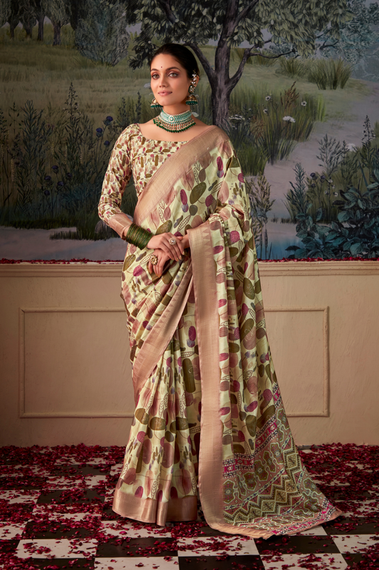 Handloom Tussar Silk with Digital Print - LaVante Fashion