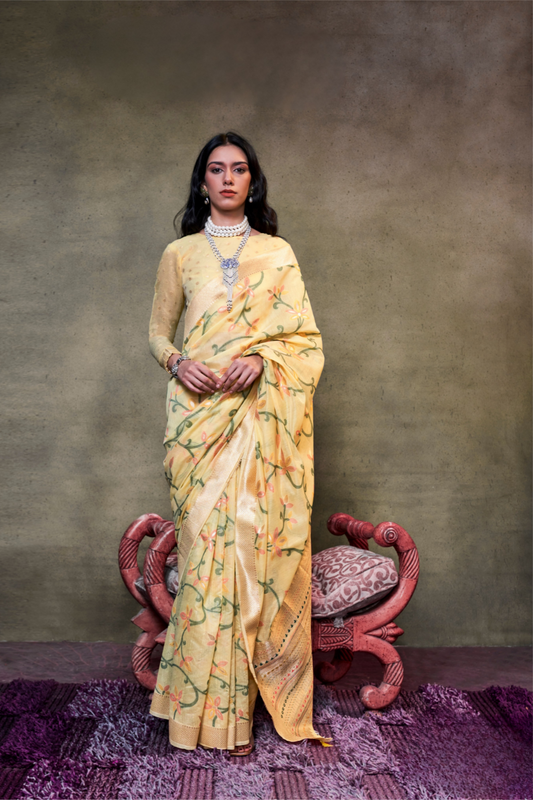 Beautiful Designer Jamdani Handwoven Cotton Saree for Festive We