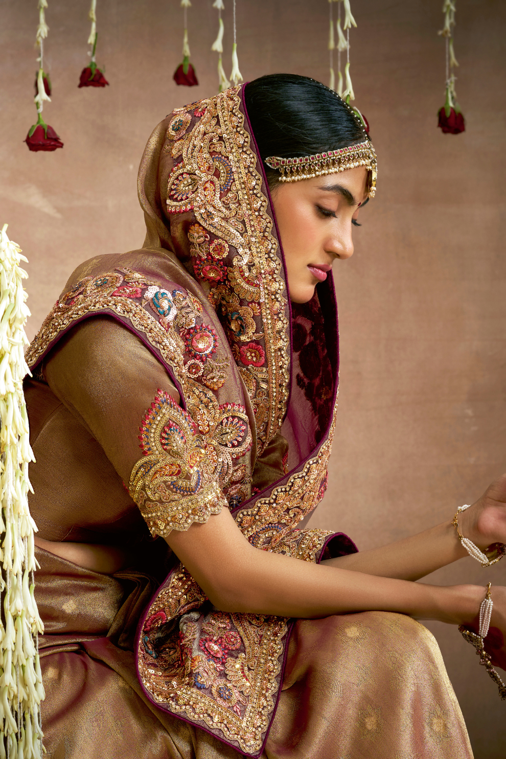 Tissue Dola Silk Embroidered Wedding Saree for Timeless Elegance