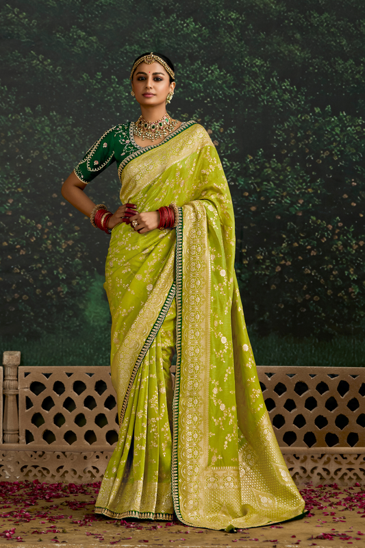 Woven Art Silk Wedding Saree with Rich Traditional Detailing