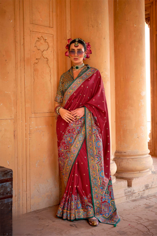 Super Polyester Viscose Silk Saree with Hand Block Luxury Print - LaVante Fashion