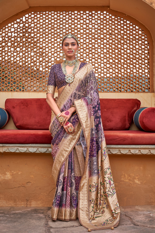 Graceful Digital Print Saree in Lightweight Viscose Silk