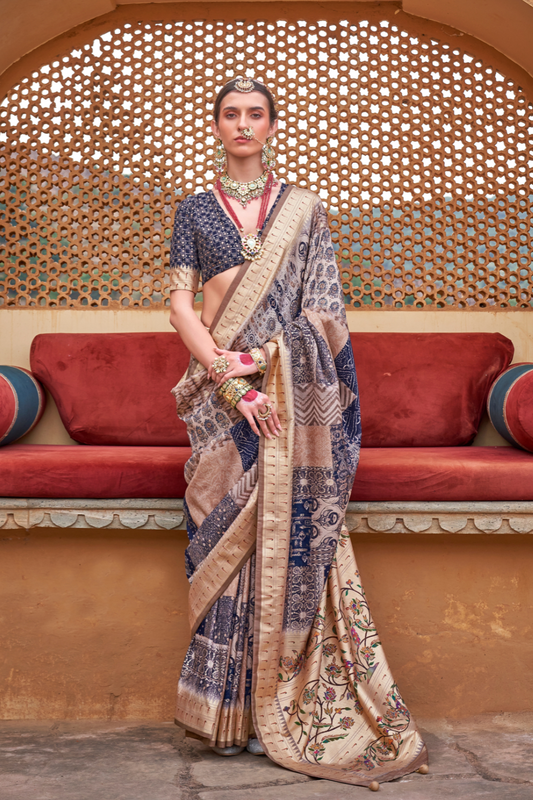 Graceful Digital Print Saree in Lightweight Viscose Silk