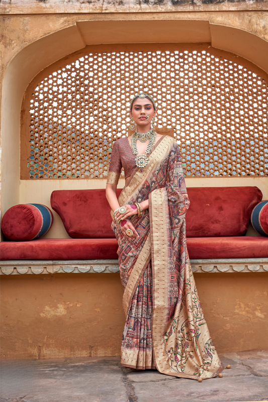 Graceful Digital Print Saree in Lightweight Viscose Silk