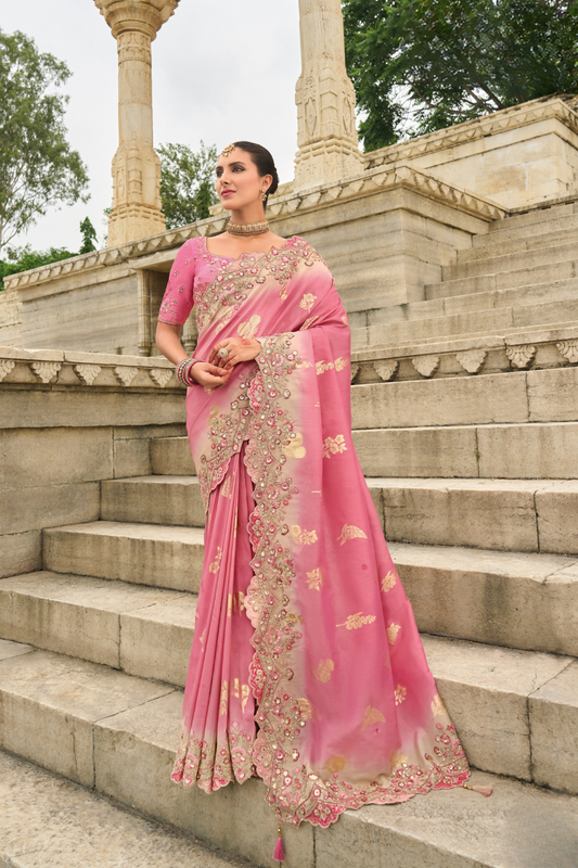 Soft Radiance in Pink Tissue Georgette Elegance