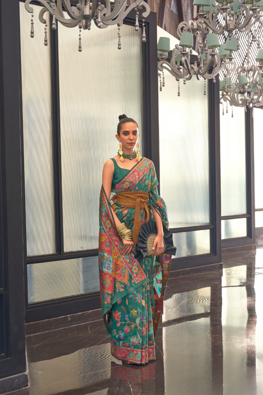 Kashmiri Modal Pashmina Silk Saree with Traditional Elegance