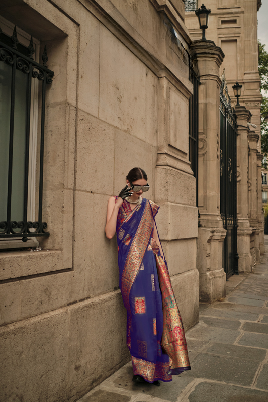 Kashmiri Modal Handloom Weaving Saree with Intricate Traditional Patterns