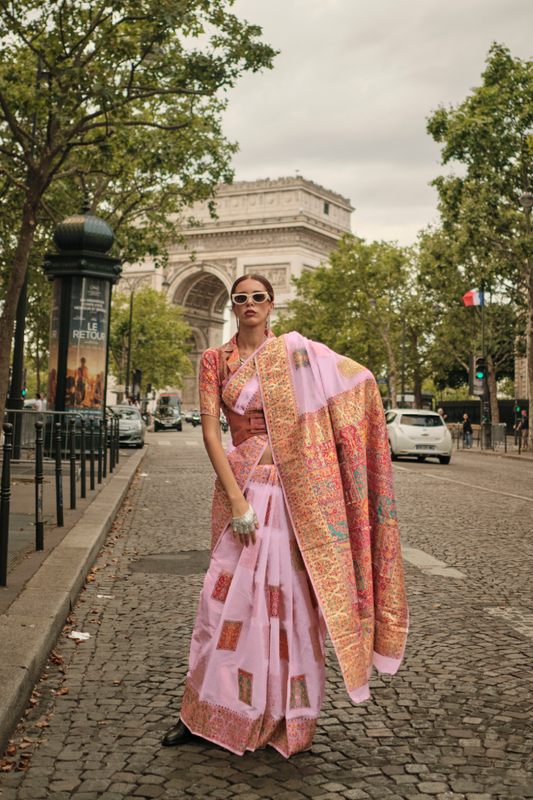 Kashmiri Modal Handloom Weaving Saree with Intricate Traditional Patterns