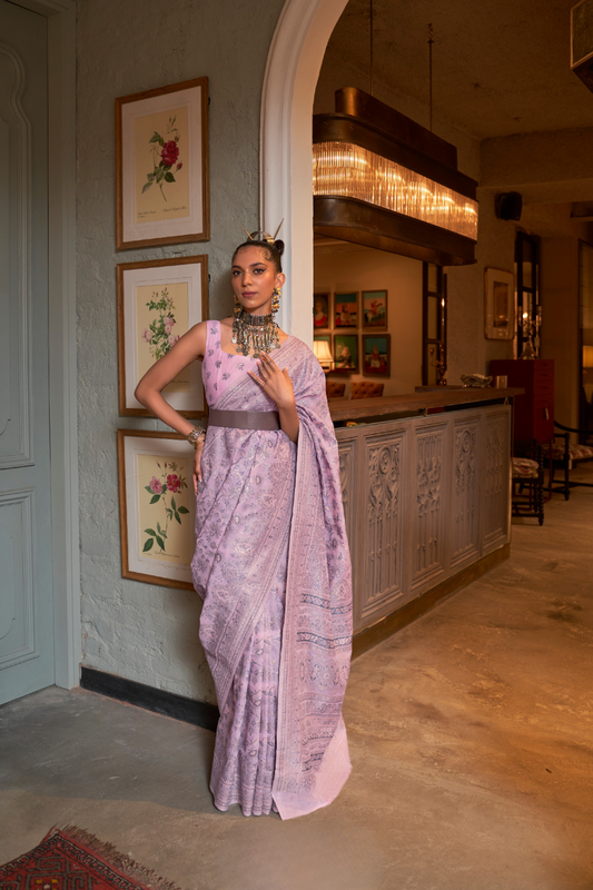 Kashmiri Woven Cotton Silk Designer Saree with Ethnic Charm