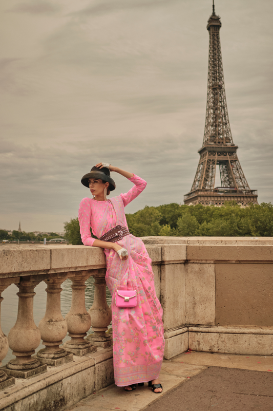 Kashmiri Organza Saree with Intricate Weaving Elegance