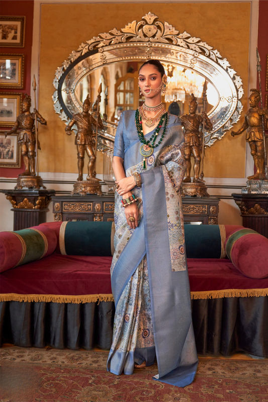 Traditional Woven Silk Blend Saree in Kanjivaram Design