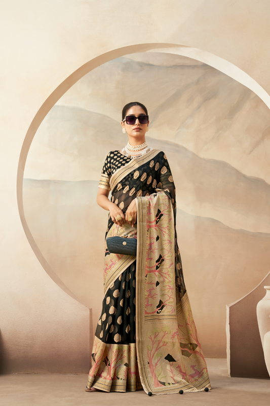 Georgette Saree with Artistic Burnout Butti for Occasions