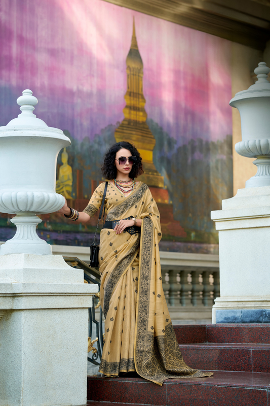 Linen Tissue Silk Saree with Soft Shine and Natural Elegance - LaVante Fashion