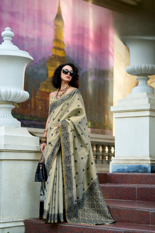 Linen Tissue Silk Saree with Soft Shine and Natural Elegance - LaVante Fashion
