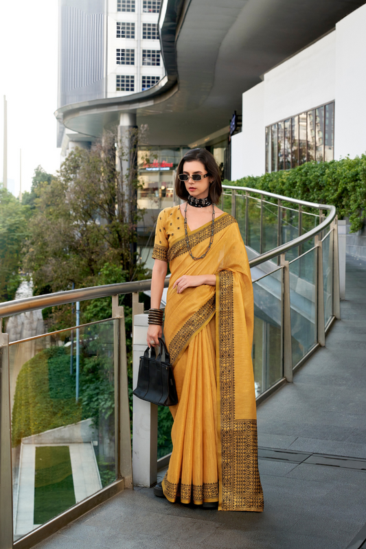 Linen Tissue Silk Saree with Elegant Sheen - LaVante Fashion