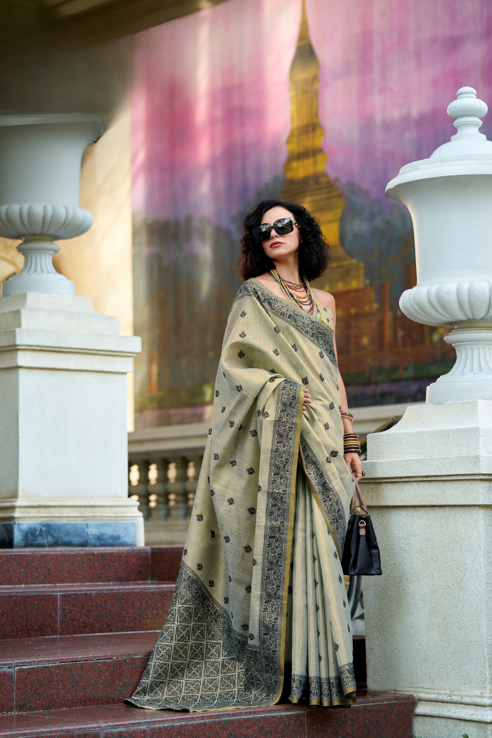 Linen Tissue Silk Saree with Soft Shine and Natural Elegance - LaVante Fashion