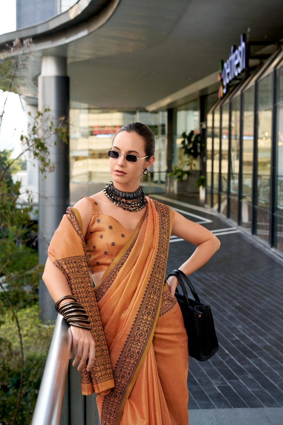 Linen Tissue Silk Saree with Elegant Sheen - LaVante Fashion