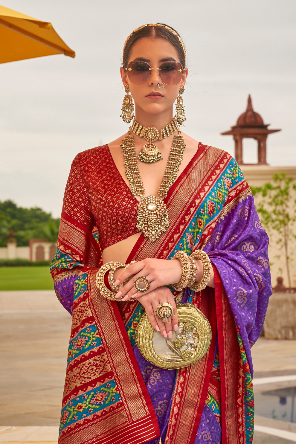 Traditional Patola Print Saree in Sigma Silk Blend Fabric