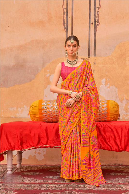 Mercerized Sigma Silk Saree with Classic Design and Aqua Finish - LaVante Fashion