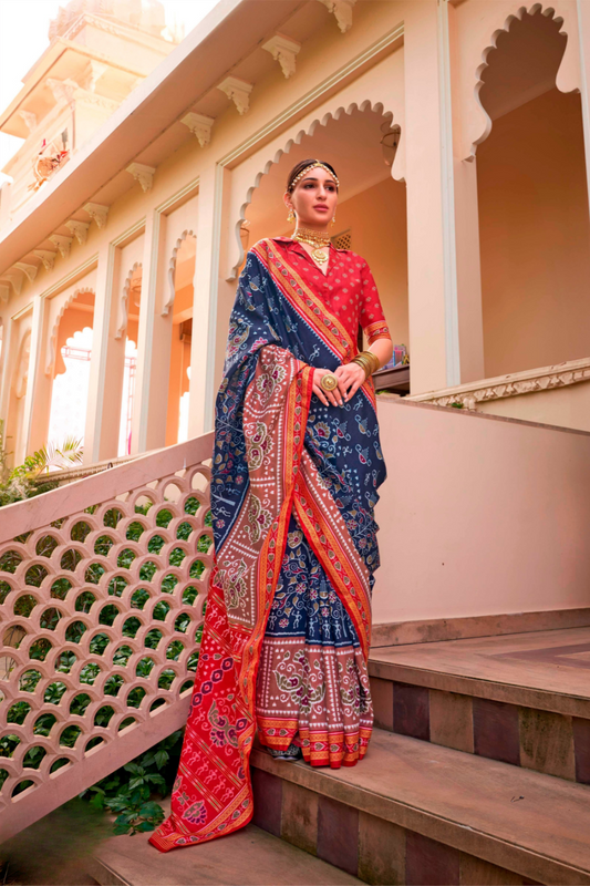 Mercerized Sigma Silk Saree with Traditional Classic and Aqua Finish - LaVante Fashion