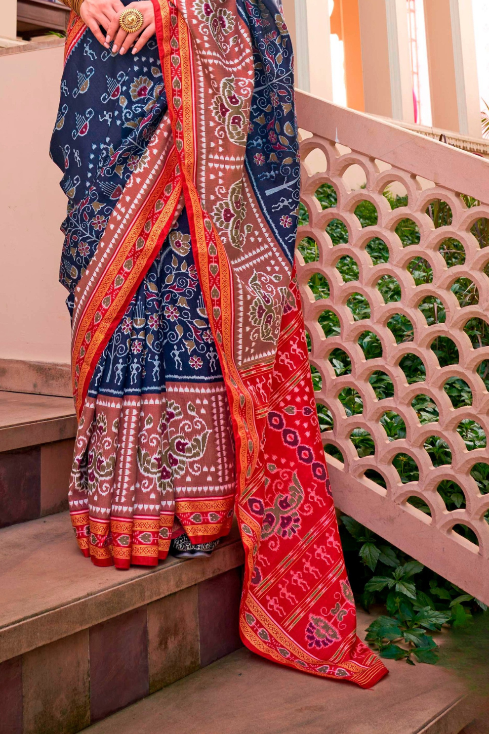 Mercerized Sigma Silk Saree with Traditional Classic and Aqua Finish - LaVante Fashion