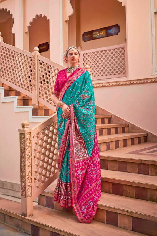 Mercerized Sigma Silk Saree with Traditional Classic and Aqua Finish - LaVante Fashion