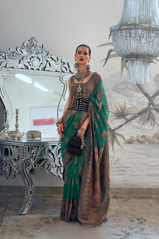 Heavy Modal Saree with Kashmiri Handloom Weaving Elegance