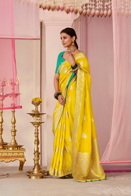 Banarasi Dola Silk Saree with Brocade Blouse Elegance