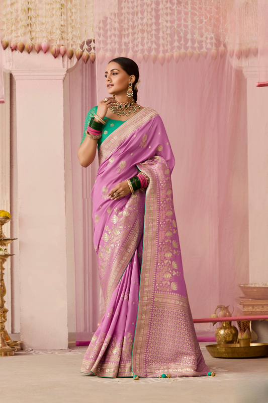 Banarasi Dola Silk Saree with Brocade Blouse Elegance