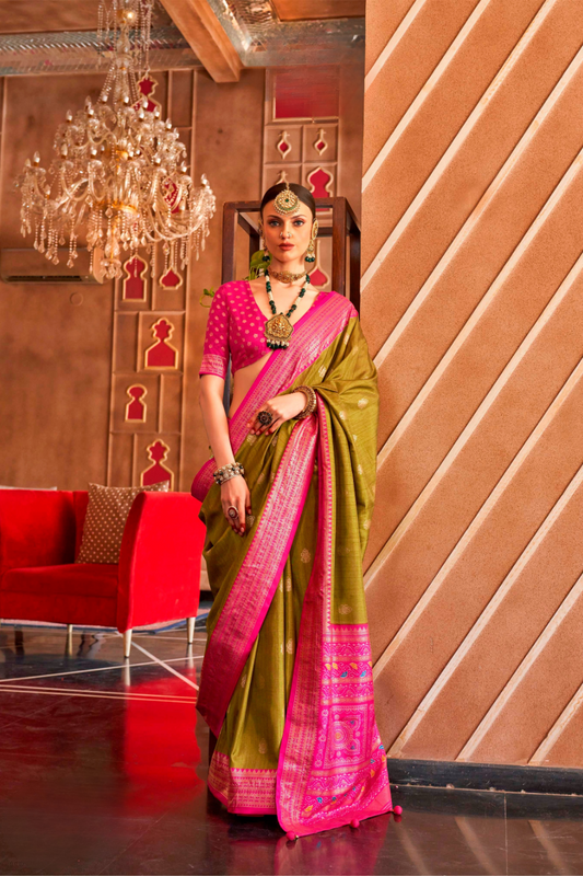 Regal Peshwai Paithani Silk Saree with Traditional Zari Weave