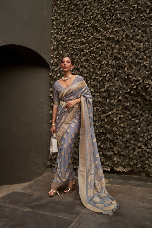 Designer Two-Tone Weaving Saree in Nylon Chinon