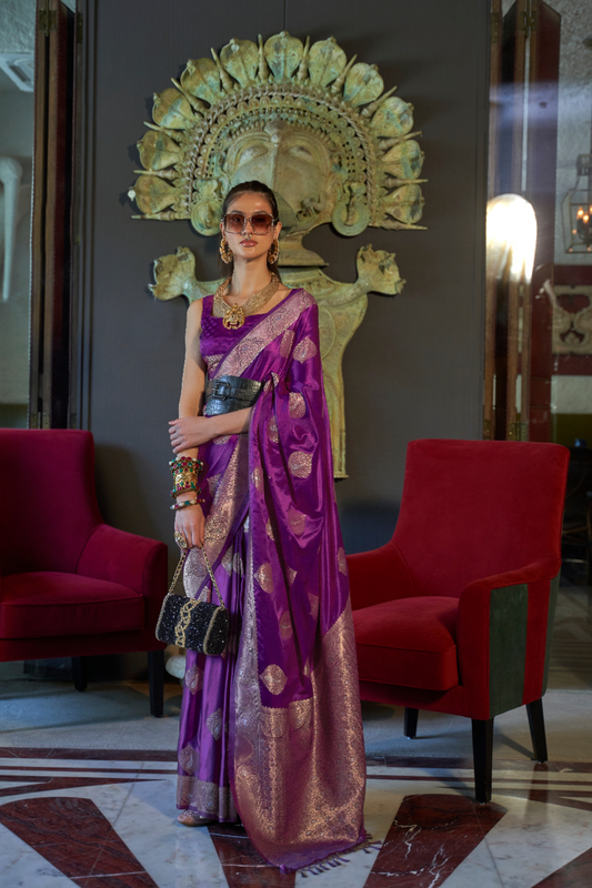 Nylon Pure Satin Handloom Weaving Saree with Subtle Elegance