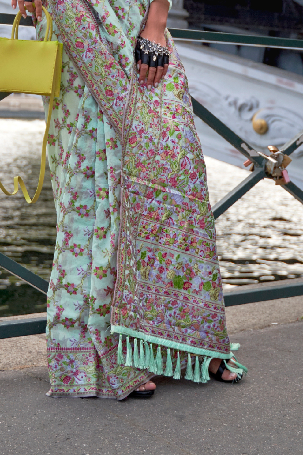 Organza Parsi Handloom Weaving Silk Saree with Delicate Heritage Detailing