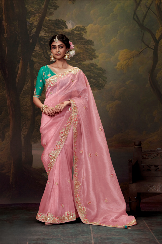 Heavy Embroidered Designer Silk Saree for Elegant Occasions