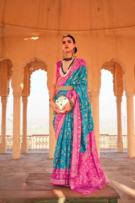 Elegant Patola Printed Art Silk Saree with Intricate Design