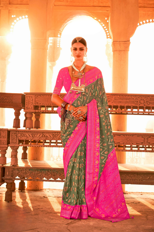 Elegant Patola Printed Art Silk Saree with Intricate Design