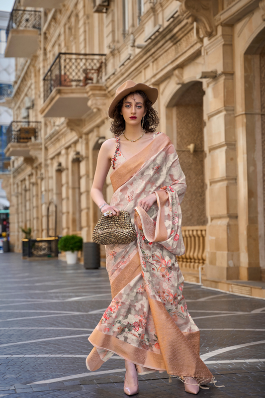 Poly Brasso Saree with Fine Handloom Weaving Detail