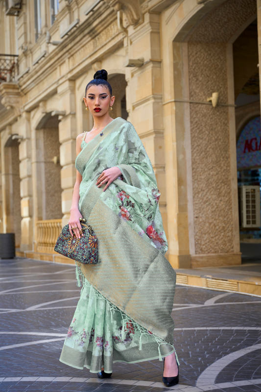 Poly Brasso Saree with Fine Handloom Weaving Detail