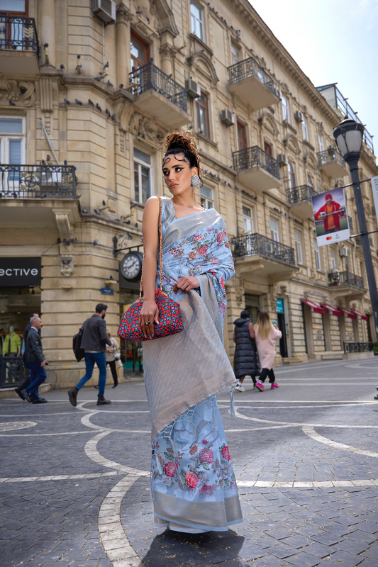 Poly Brasso Saree with Fine Handloom Weaving Detail