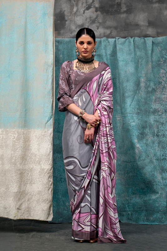 Pure Silk Crepe Saree with Statement Prints