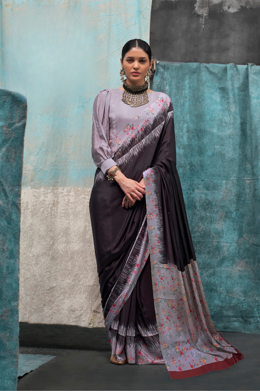 Pure Silk Crepe Saree with Statement Prints
