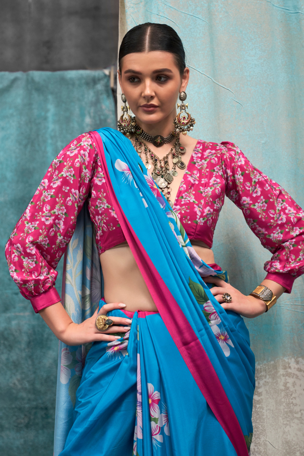 Pure Silk Crepe Saree with Statement Prints