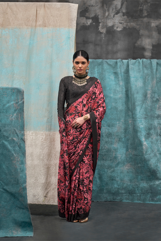 Pure Silk Crepe Saree with Statement Prints