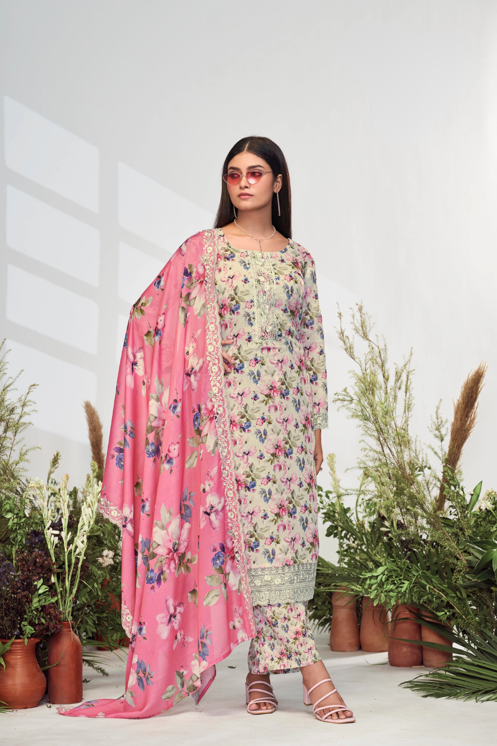 Elegent Pure Cotton Digital Print With Embroidery Designer Festive Wear Salwar Suit Set