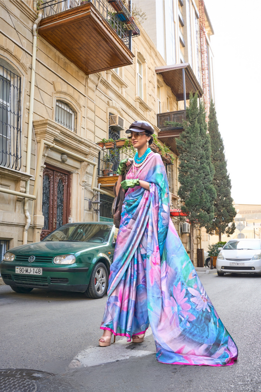 Casual Wear Satin Georgette Saree with Beautiful Digital Print