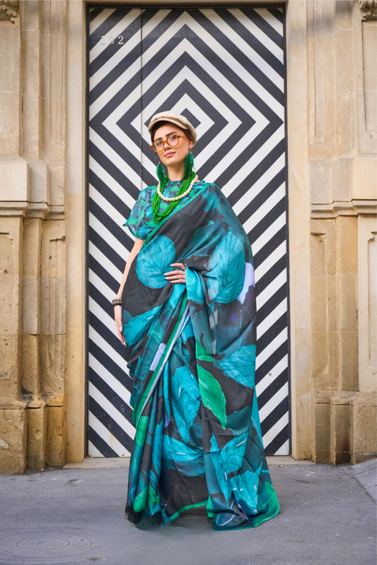 Casual Wear Satin Georgette Saree with Beautiful Digital Print