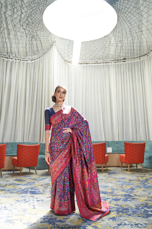 Elegant Kashmiri Kani Saree in Handloom Modal Silk