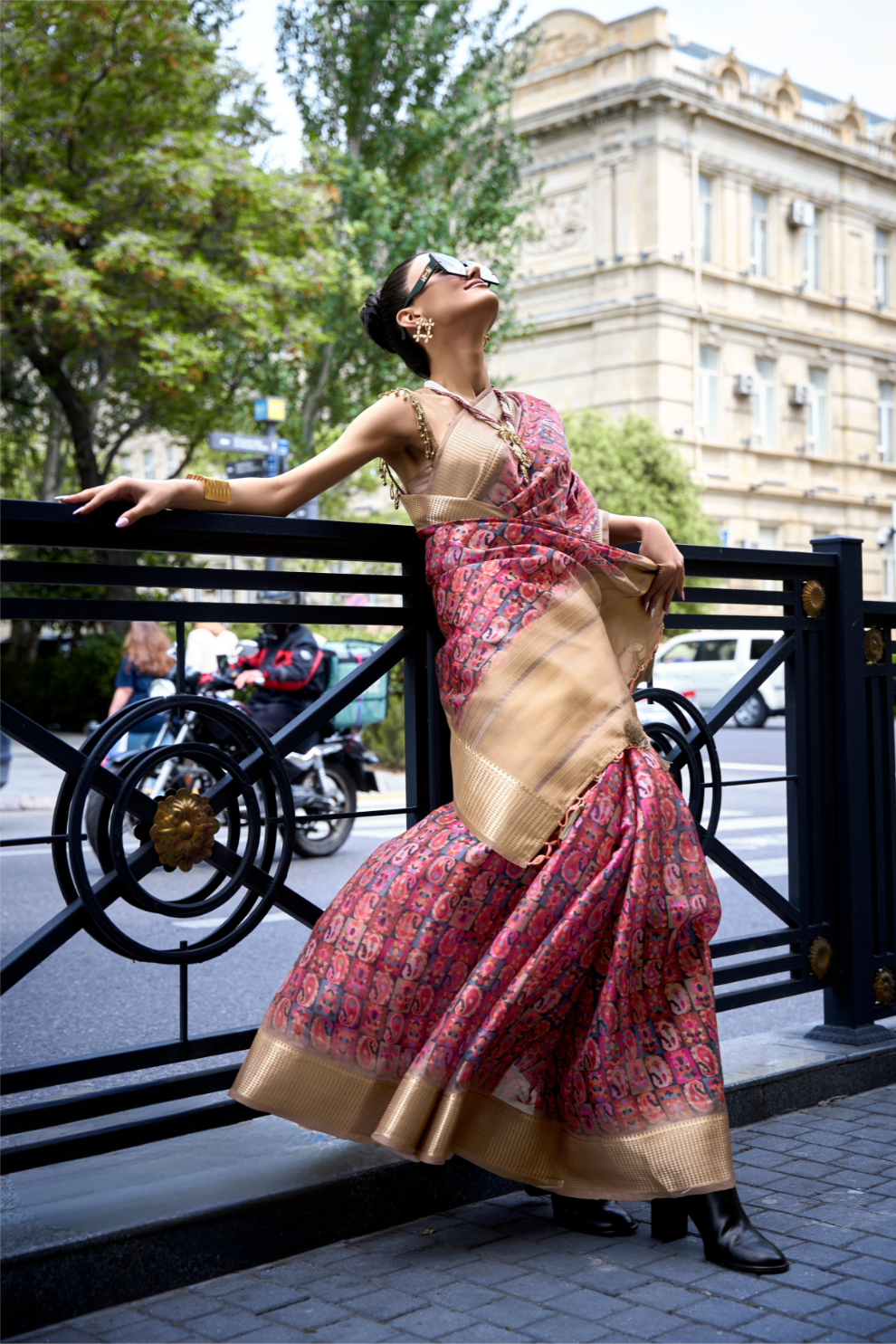 Satin Organza Saree with Elegant Weaving Touch